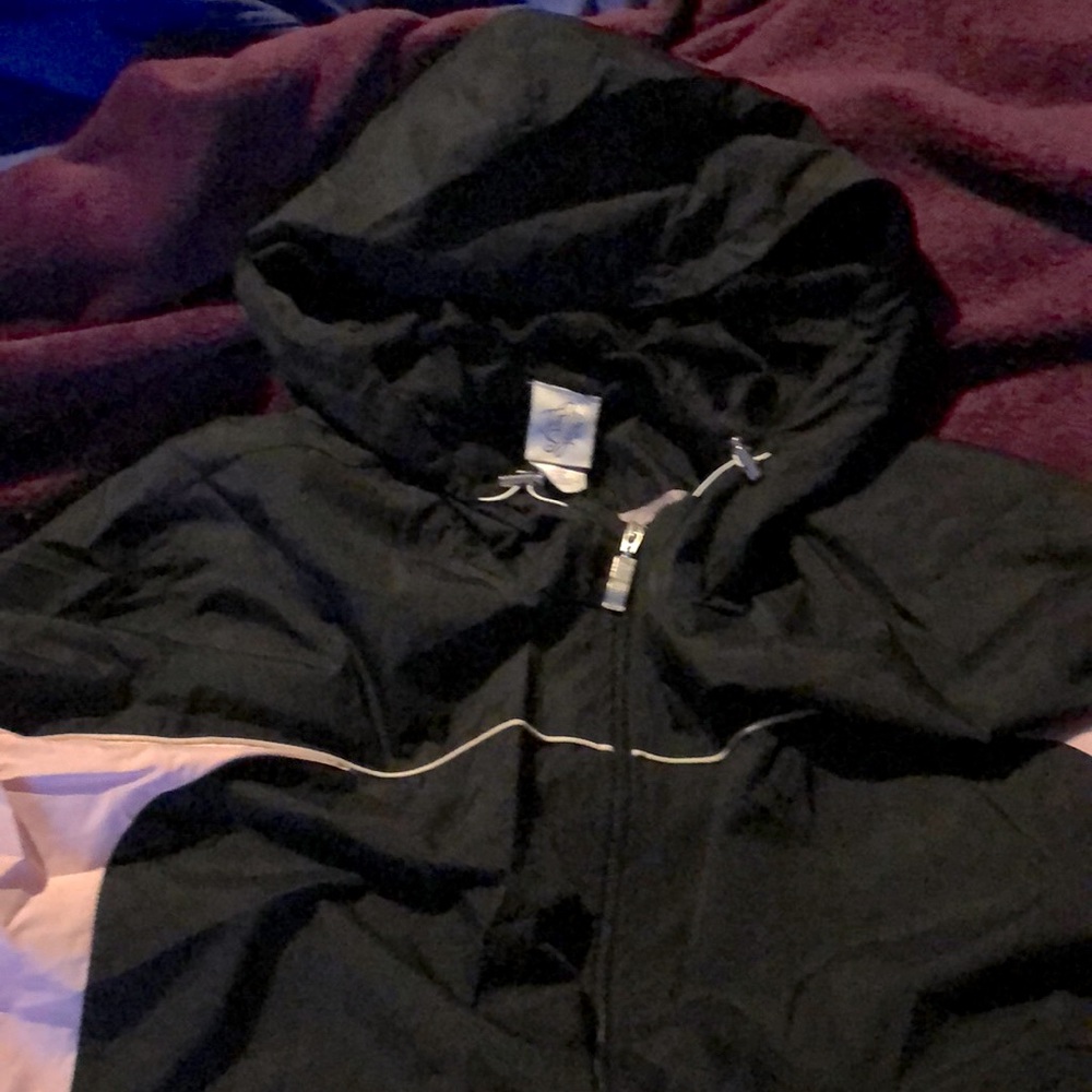 Just my size black with cotton candy pink accents, windbreaker